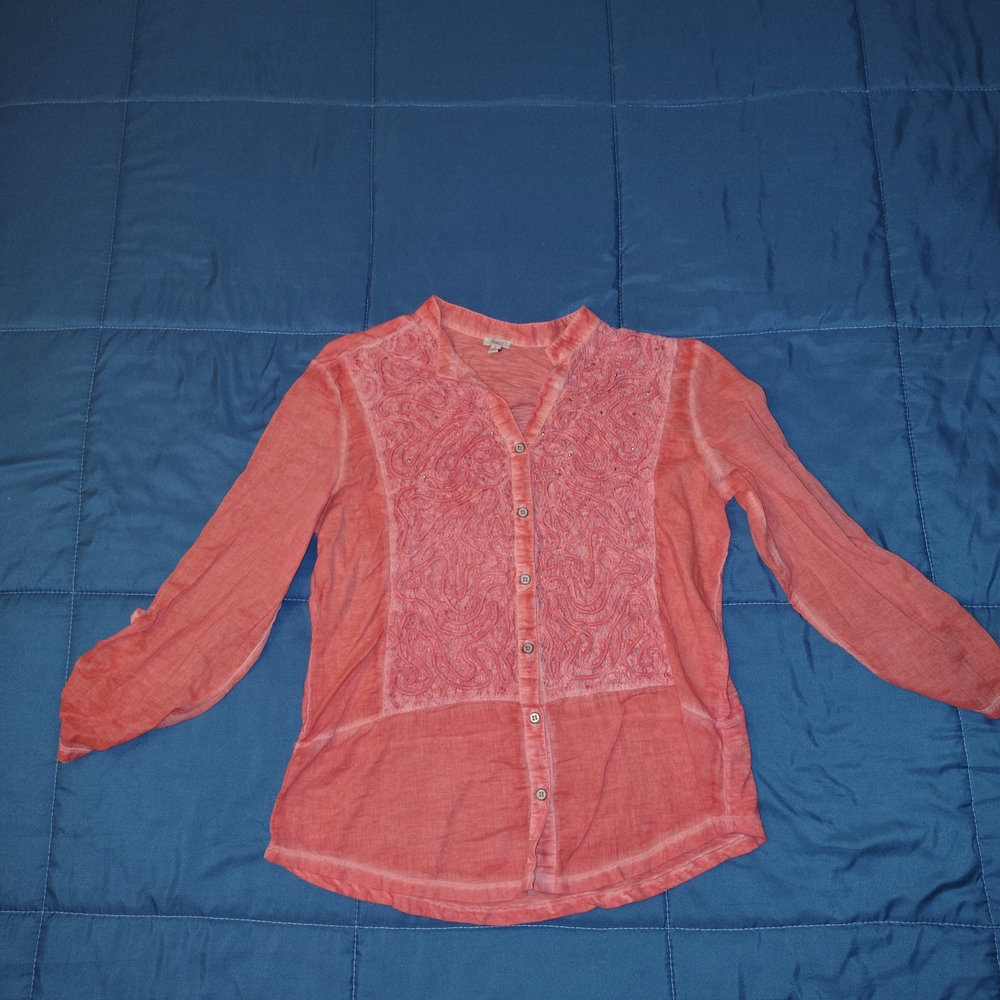 Reba Salmon Lace Detail Blouse